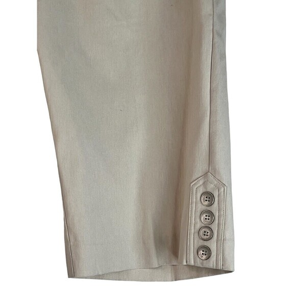 Lior Pull On Capri Pant Light Beige Pocket Silver Side Leg Buttons Sz 4 - Picture 2 of 8
